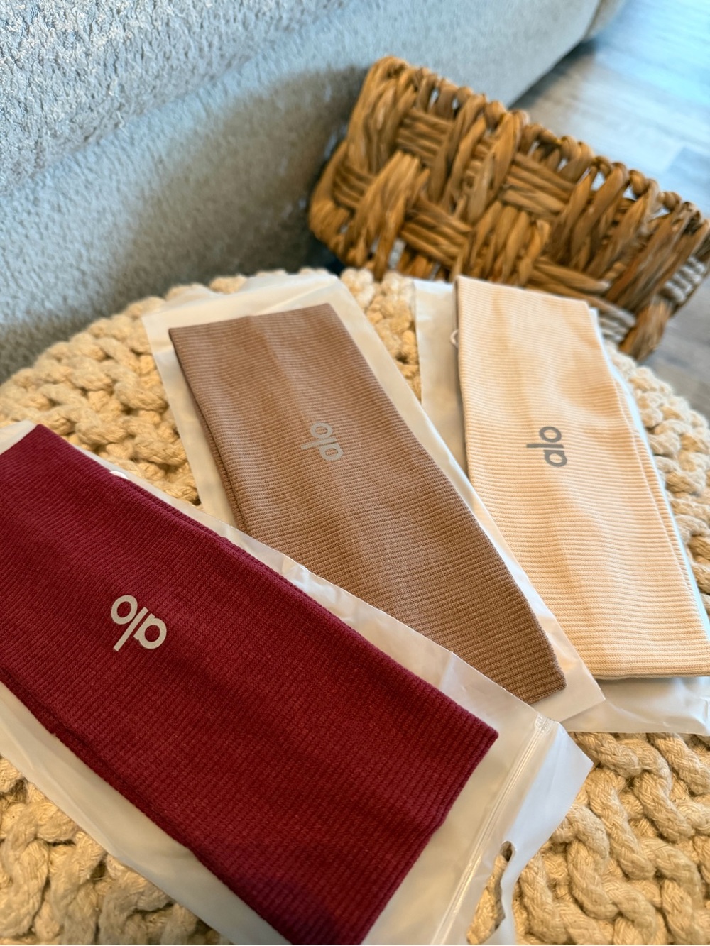ALO Yoga Ribbed Headband Pick from Burgundy, Tan & Cream